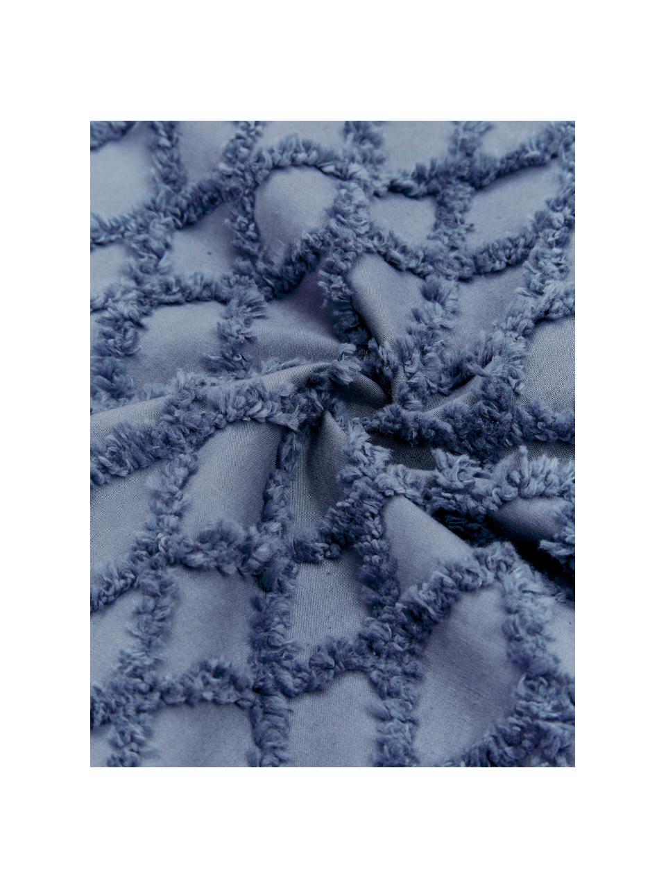 Kissenhülle Royal mit Hoch-Tief-Muster, 100% Baumwolle, Blau, 45 x 45 cm