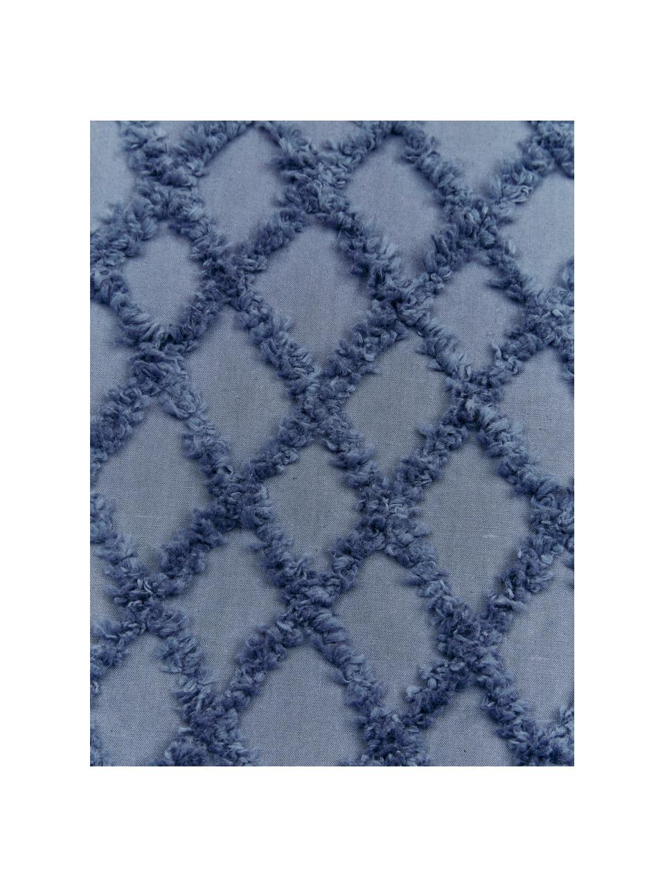 Kussenhoes Royal met hoog-laag patroon, 100% katoen, Blauw, 45 x 45 cm