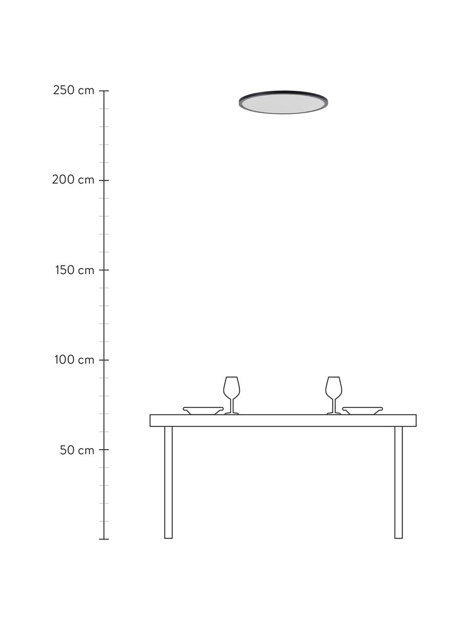 Dimbare LED paneel Tuco met kleurverandering en afstandsbediening, Lampenkap: kunststof, Diffuser: kunststof, Zwart/wit, Ø 50 x H 3 cm