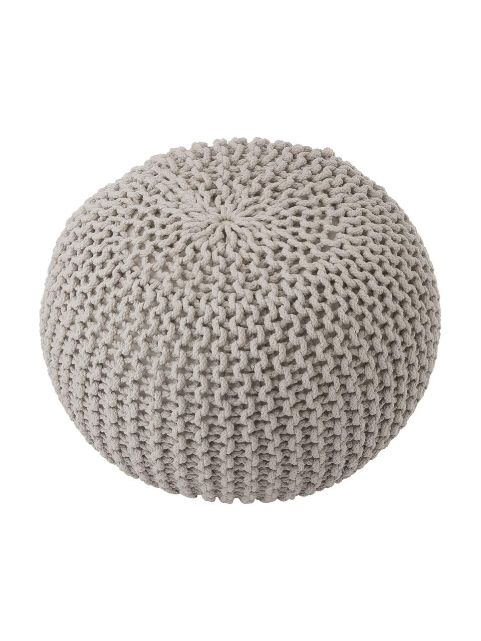 Ručně vyrobený pletený puf Dori, Taupe, Ø 55 cm, V 35 cm