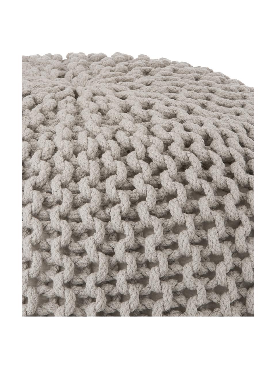 Ručně vyrobený pletený puf Dori, Taupe, Ø 55 cm, V 35 cm