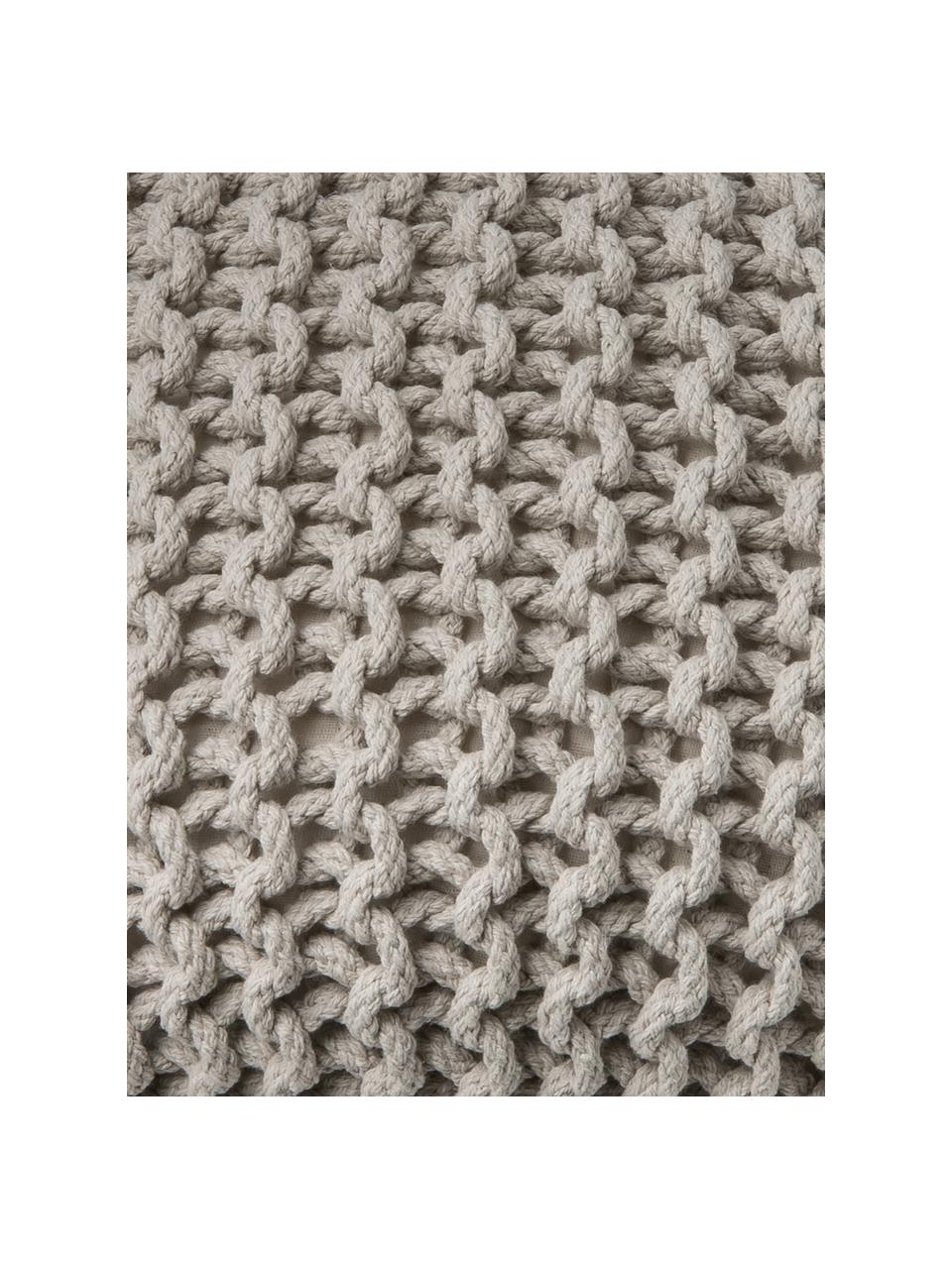 Handgefertigter Strickpouf Dori, Bezug: 100% Baumwolle, Taupe, Ø 55 x H 35 cm