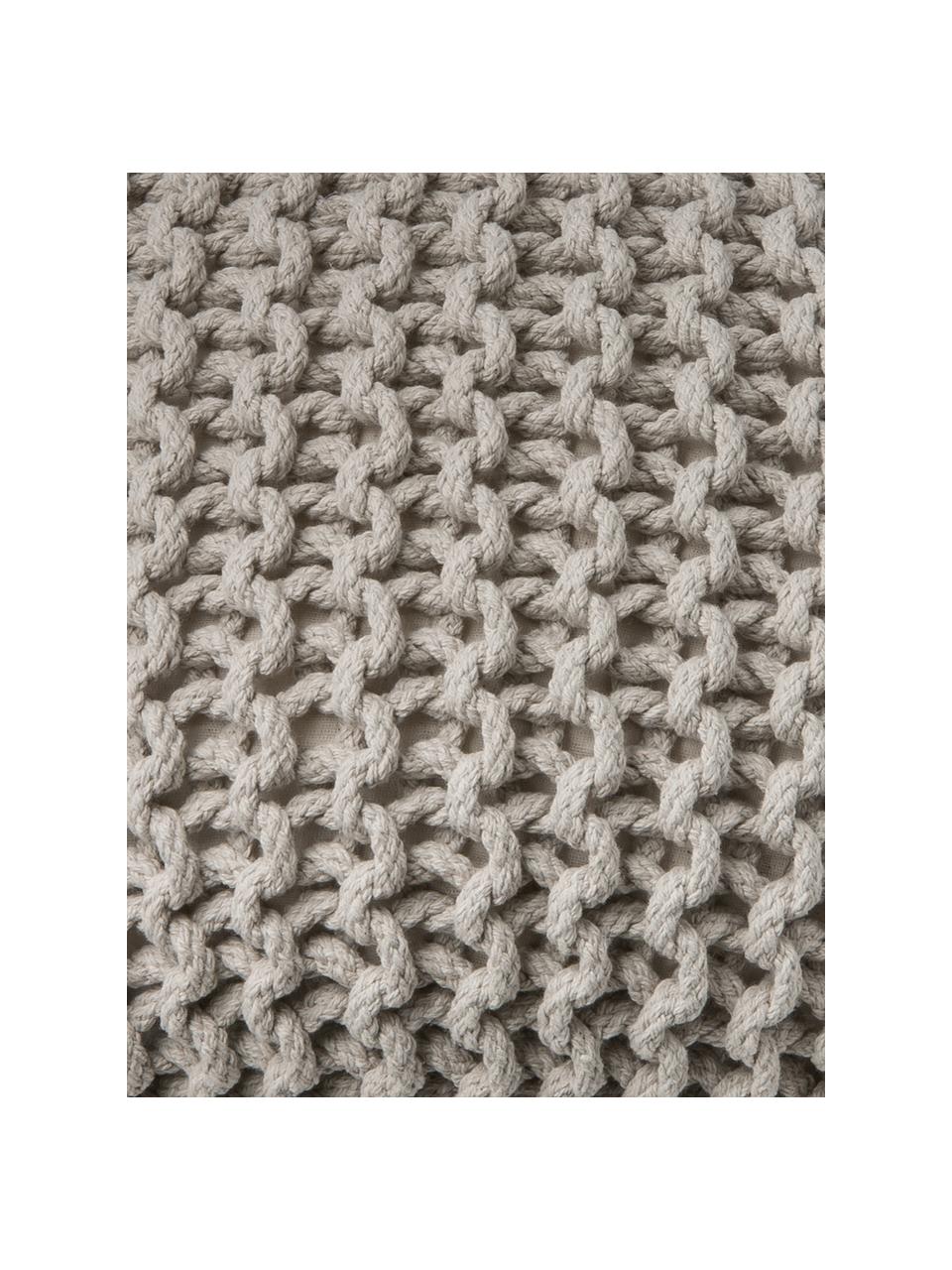 Ręcznie wykonany puf z dzianiny Dori, Tapicerka: 100% bawełna, Greige, Ø 55 x W 35 cm