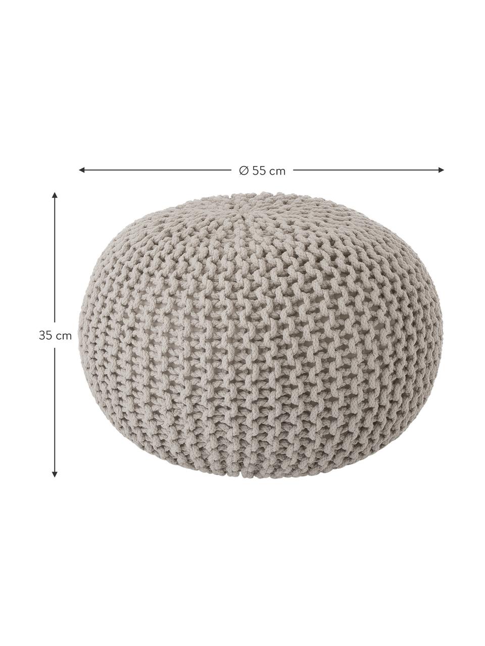 Ručně vyrobený pletený puf Dori, Taupe, Ø 55 cm, V 35 cm