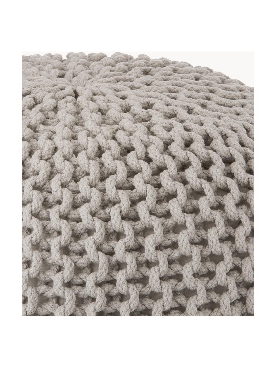 Pouf a maglia fatto a mano Dori, Rivestimento: 100 % cotone, Taupe, Ø 55 x Alt. 35 cm