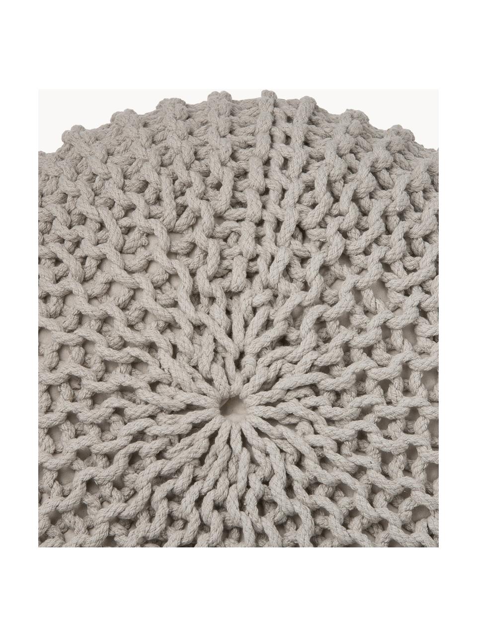 Handgefertigter Strickpouf Dori, Bezug: 100% Baumwolle, Taupe, Ø 55 x H 35 cm