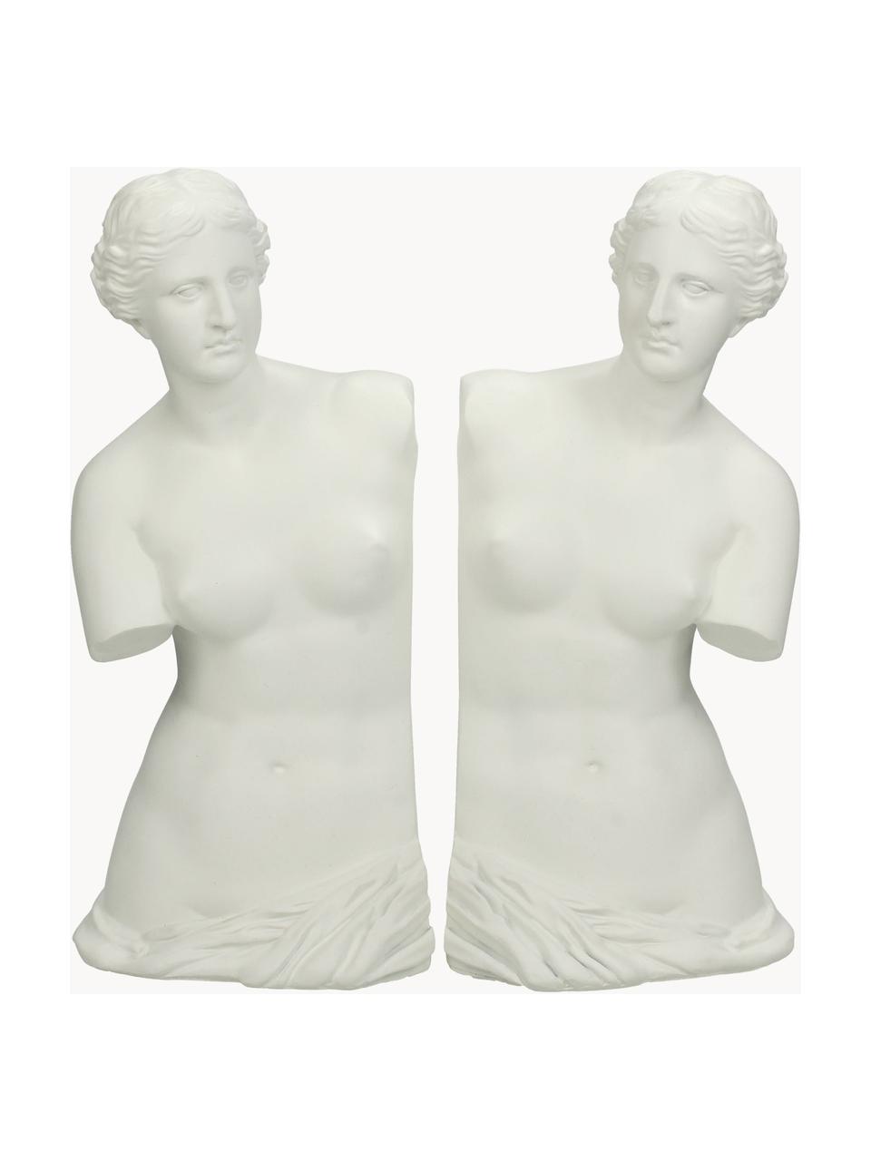 Handbemalte Buchstützen Venus, 2 Stück, Kunststoff, Off White, B 12 x H 26 cm