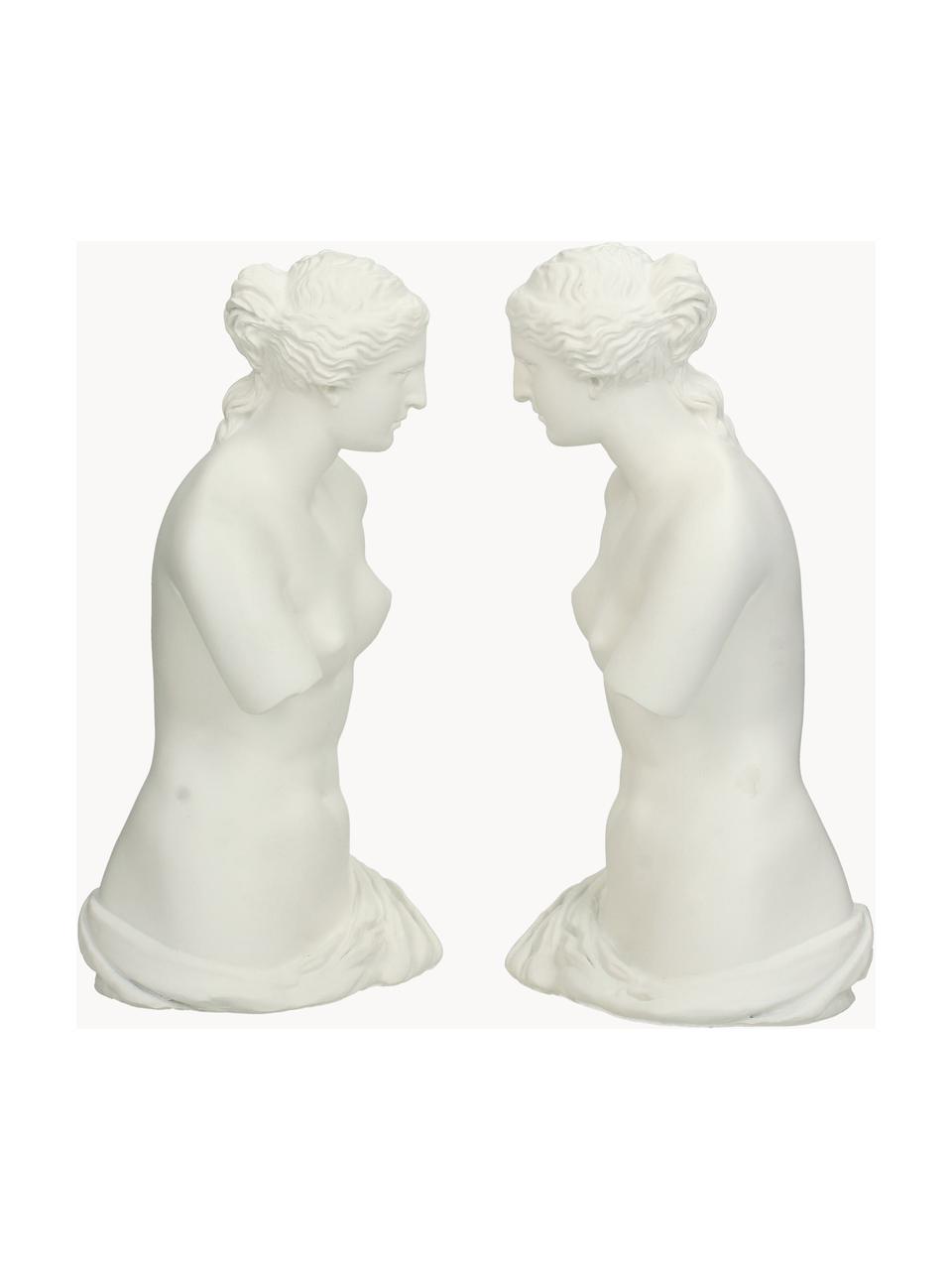 Sujetalibros artesanales Venus, 2 uds., Plástico, Blanco Off White, An 12 x Al 26 cm