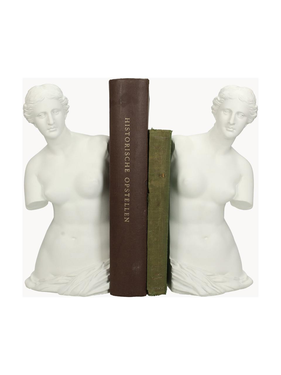 Handbeschilderde boekensteun Venus, 2 stuks, Kunststof, Gebroken wit, B 12 x H 26 cm