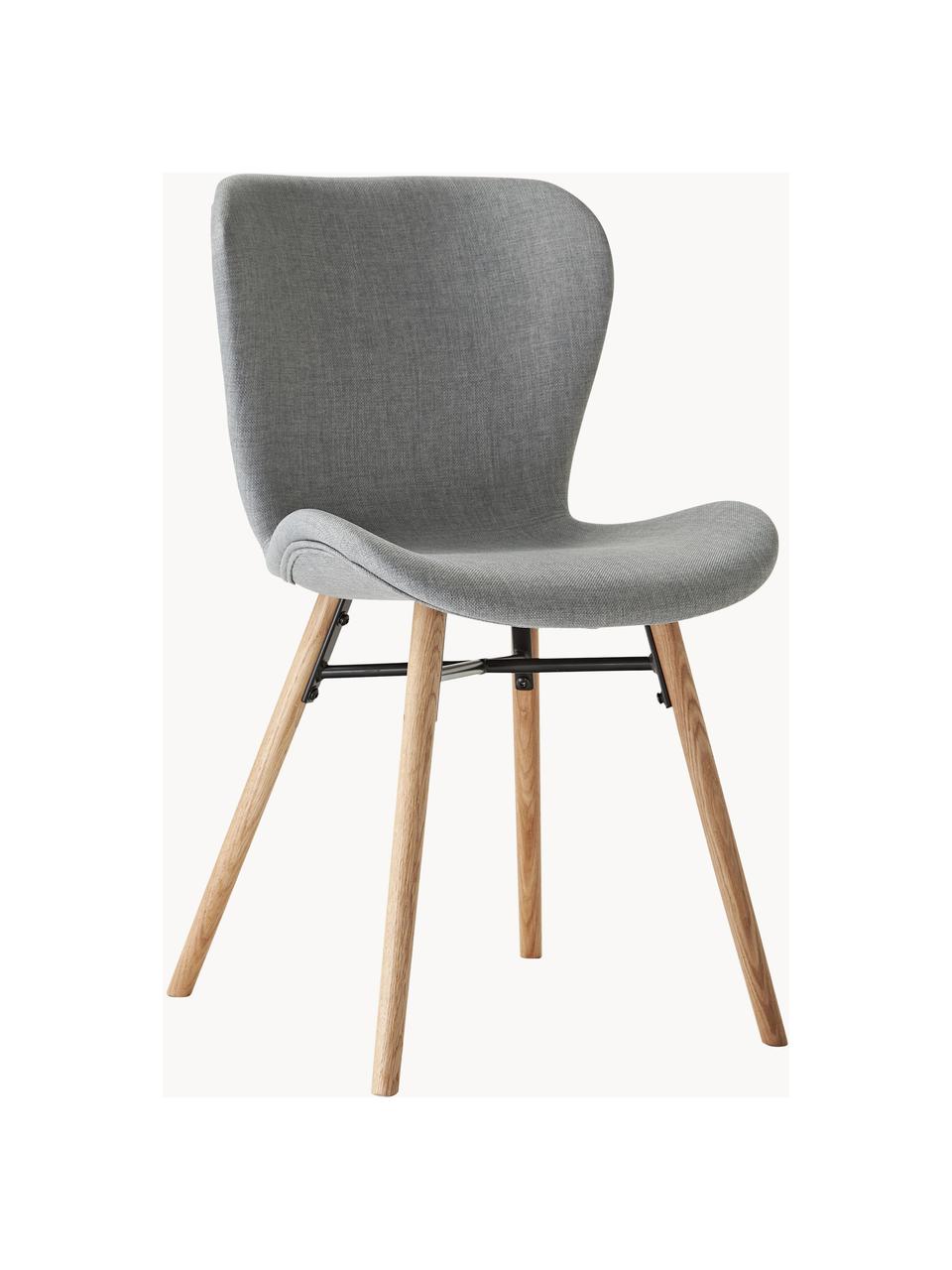 Čalouněné židle Batilda, 2 ks, Šedá, dubové dřevo, Š 47 cm, H 53 cm