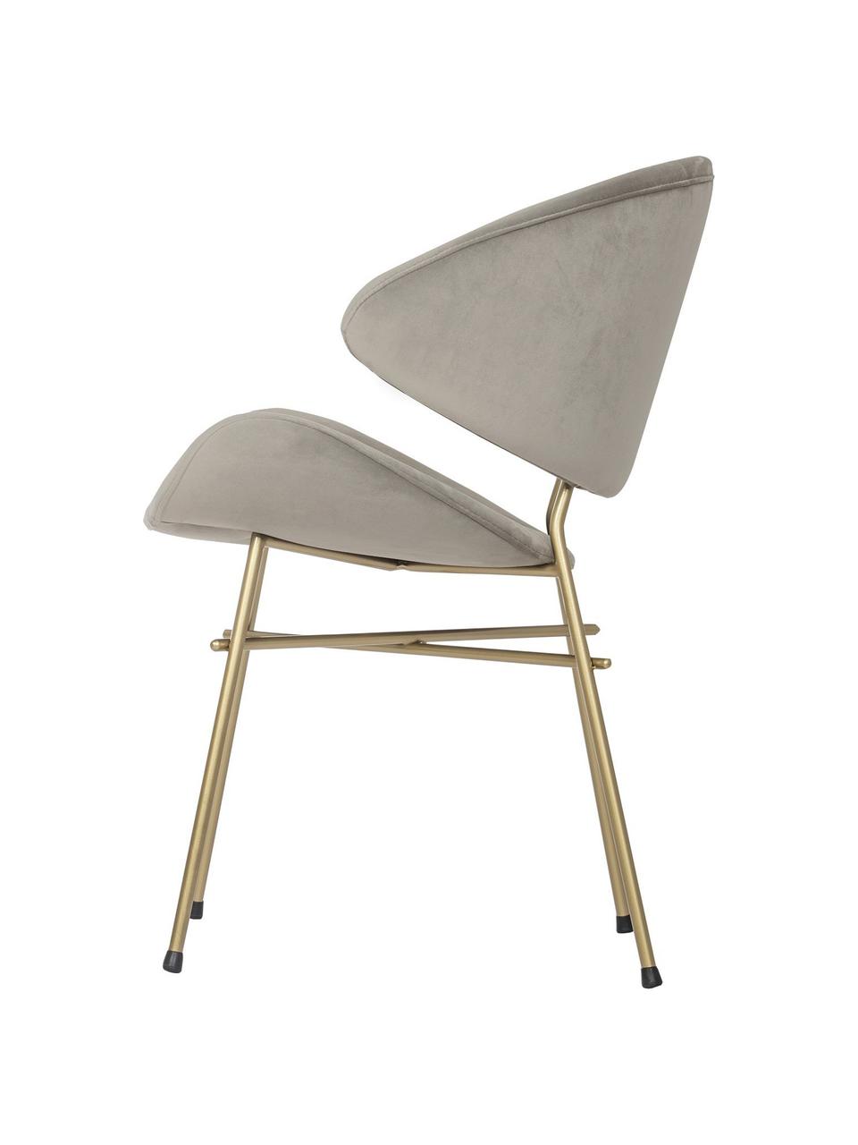 Silla tapizada en terciopelo Cheri, tapizado hidrófugo, Tapizado: 100% poliéster (tercipelo, Asiento: tablero de madera contrac, Estructura: acero con pintura en polv, Terciopelo beige, latón, An 57 x F 55 cm