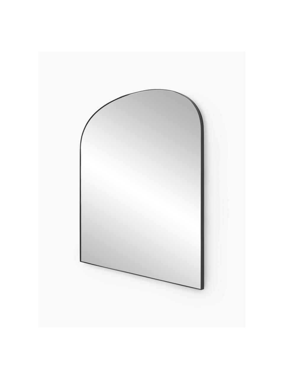 Specchio da parete Francis, Cornice: metallo rivestito, Retro: pannello di fibra a media, Superficie dello specchio: lastra di vetro, Nero, Larg. 80 x Alt. 85 cm