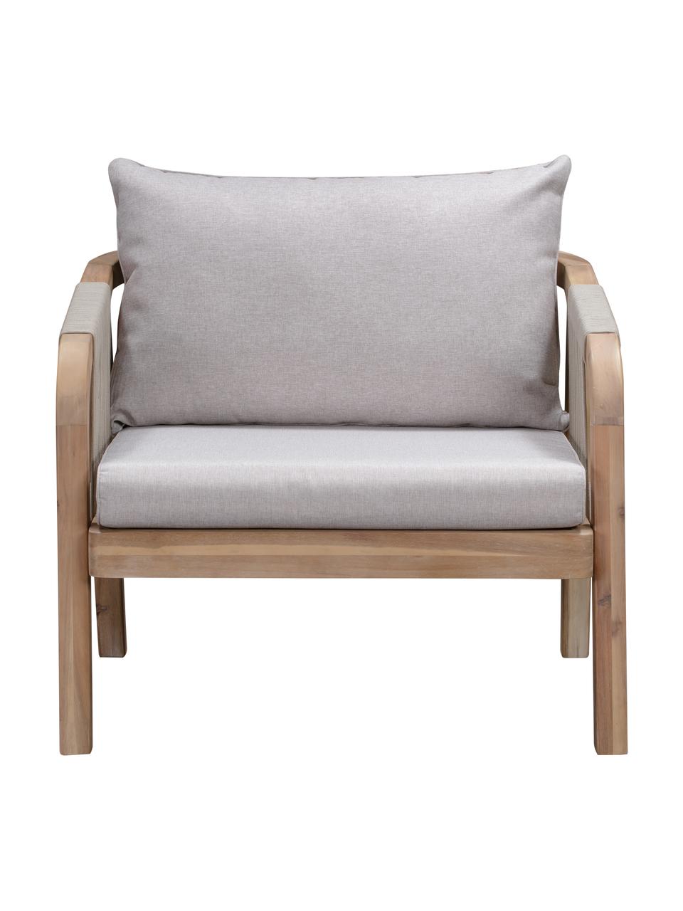 Garten-Lounge-Set Lu aus Akazienholz, 4-tlg., Gestell: Massives Akazienholz, Grau, Akazienholz, B 143 x T 72 cm