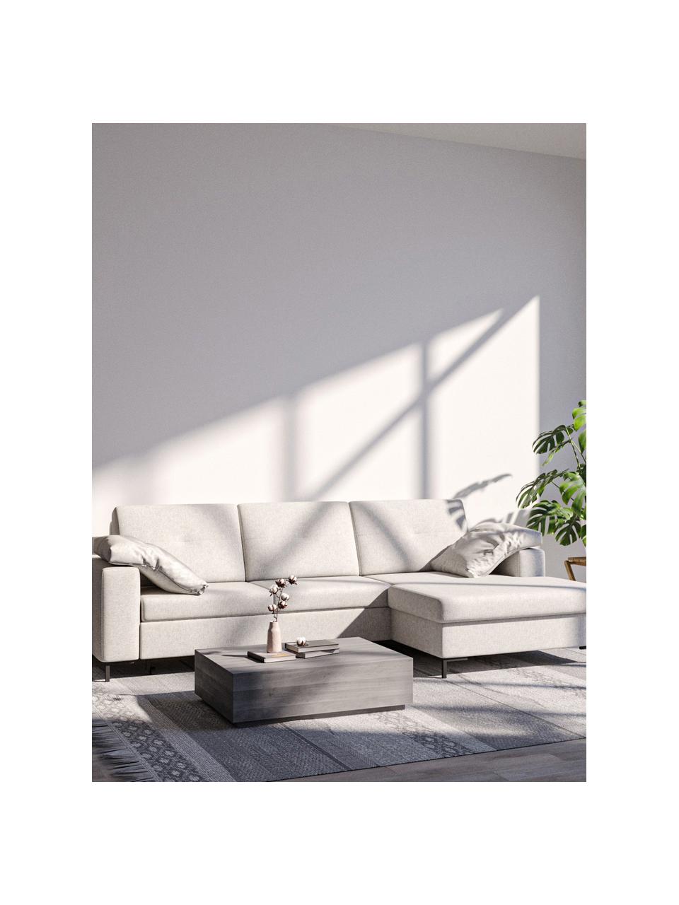 Sofá rinconera cama Moor, con espacio de almacenamiento, Tapizado: 100% poliéster de fácil l, Estructura: madera dura, madera bland, Patas: madera pintada Alta resis, Tejido beige claro, An 260 x F 162 cm, chaise longue derecha