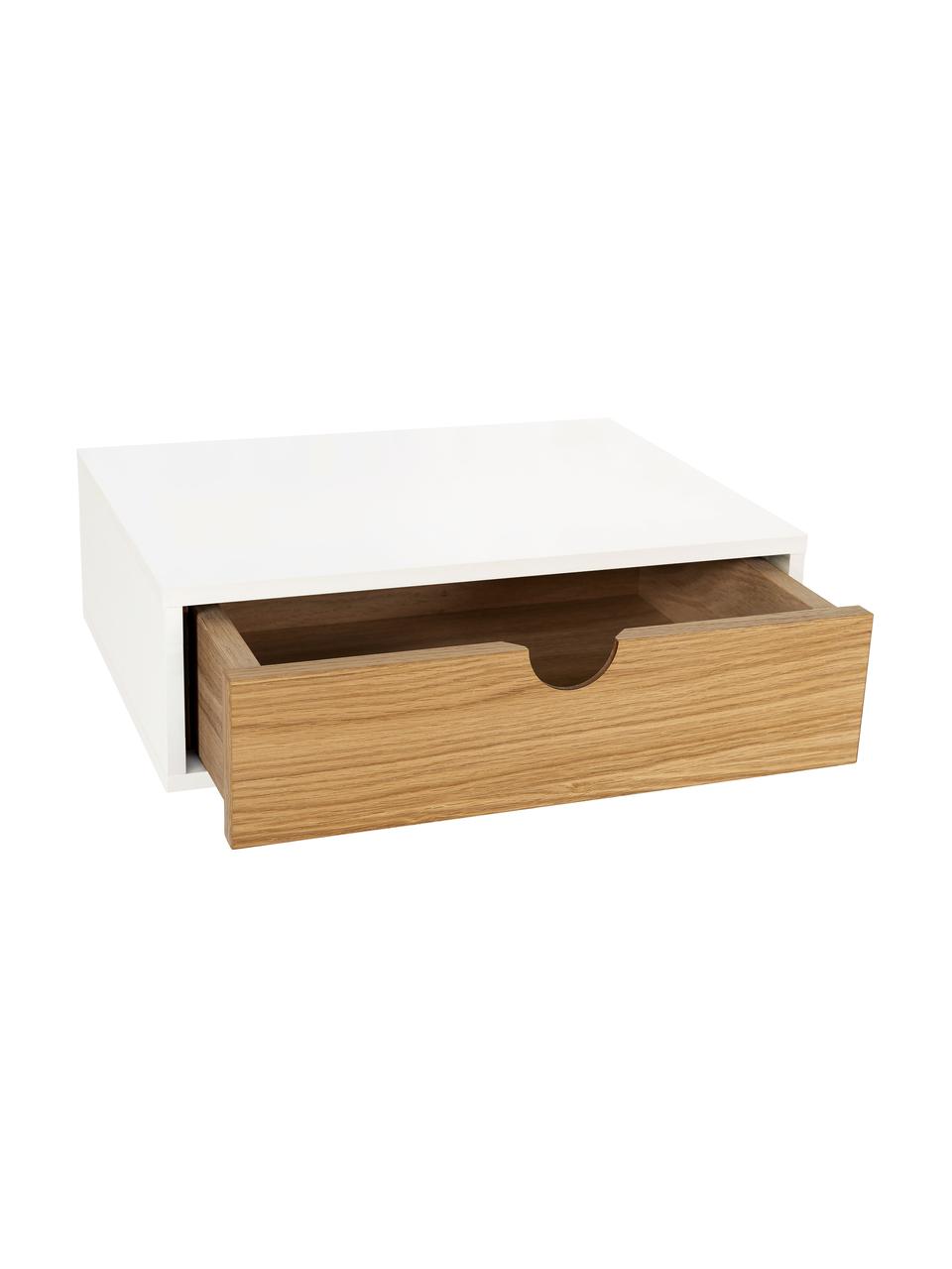 Nástěnný noční stolek Farsta, Dřevovláknitá deska střední hustoty (MDF) s dubovou dýhou, Dubové dřevo, bílá, Š 40 cm, V 15 cm