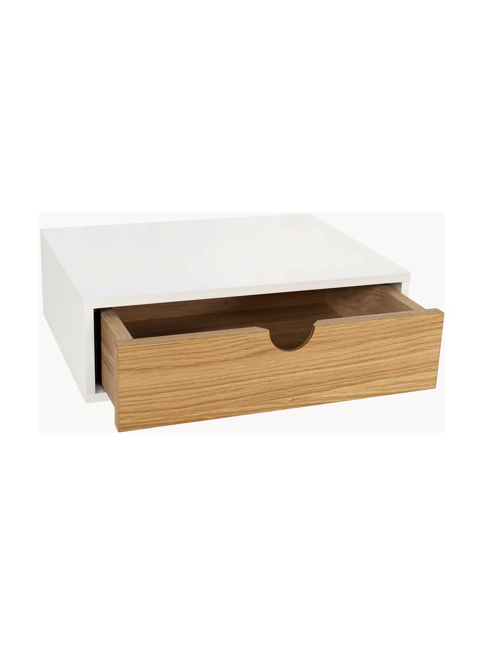 Wandnachtkastje Farsta, MDF met eikenhoutfineer, Eikenhout, wit, B 40 cm x H 15 cm