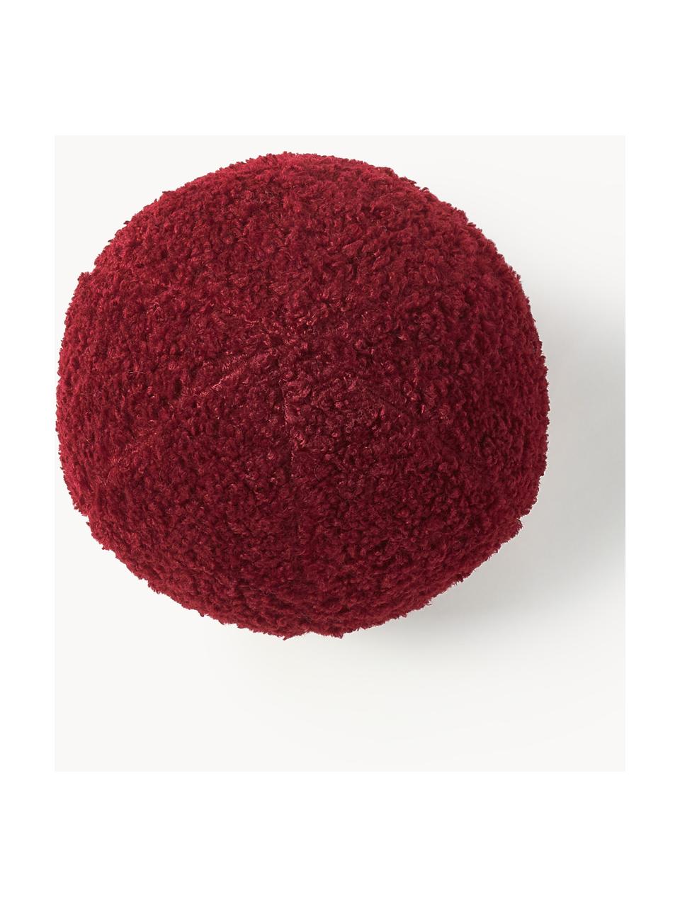 Coussin rond en peluche Dotty, Lie de vin, Ø 30 cm