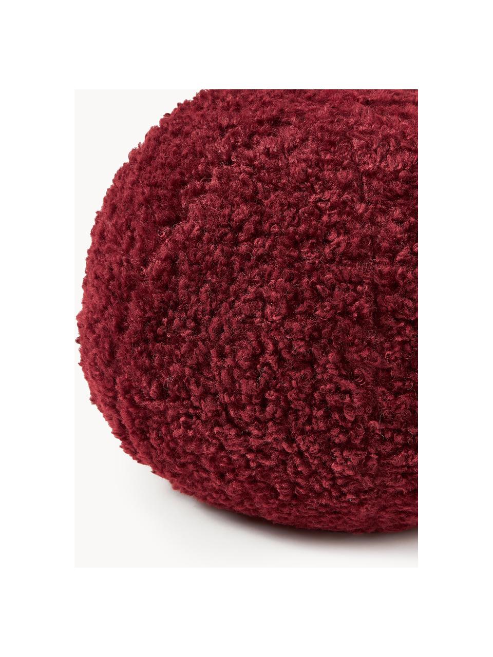 Coussin rond en peluche Dotty, Lie de vin, Ø 30 cm