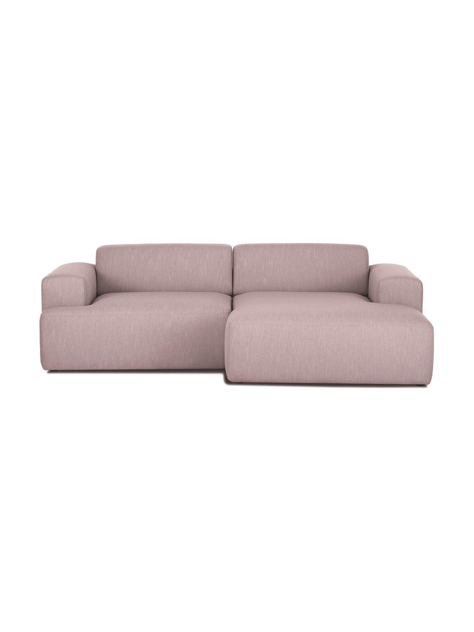 Sofa narożna Melva (3-osobowa), Tapicerka: poliester Dzięki tkaninie, Nogi: drewno sosnowe Nogi znajd, Blady różowy, S 240 x G 144 cm