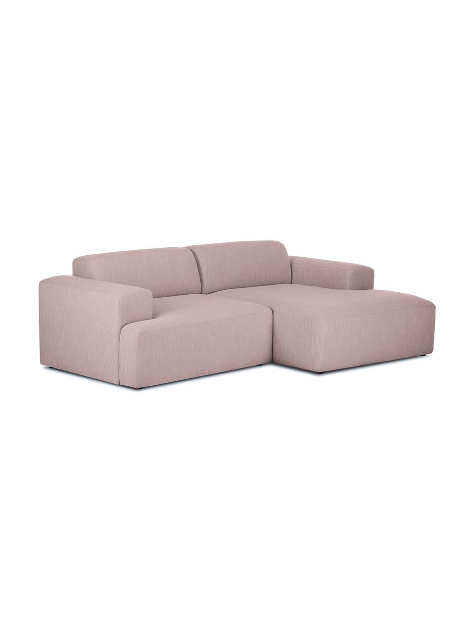 Sofa narożna Melva (3-osobowa), Tapicerka: poliester Dzięki tkaninie, Nogi: drewno sosnowe Nogi znajd, Blady różowy, S 240 x G 144 cm