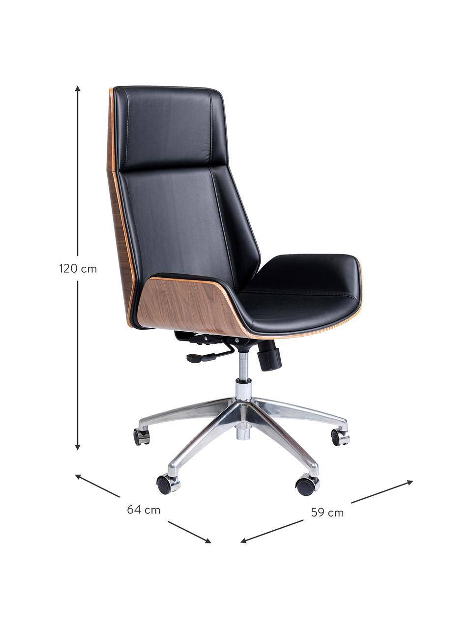 Kancelárska stolička z umelej kože Rouven, Čierna, hnedá, Š 59 x H 64 cm