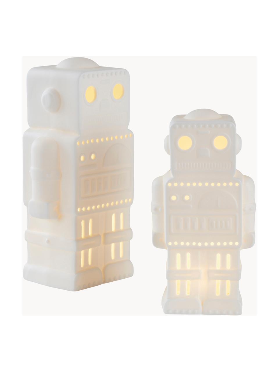 Set de lámparas infantiles LED Robics, 2 uds., a pilas, Cerámica, Off White, Set de diferentes tamaños