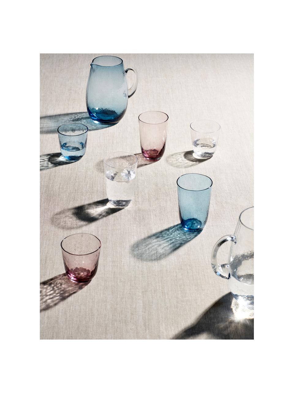 Ručně foukaná sklenices nerovným povrchem Hammered, 4 ks, Foukané sklo, Modrá, transparentní, Ø 9 cm, V 14 cm, 400 ml