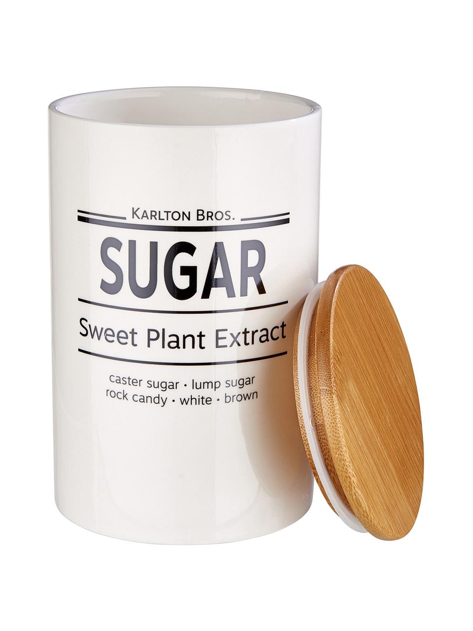 Boîte de rangement Karlton Bros. Sugar, Grès cérame, Blanc, noir, brun, Ø 11 x haut. 18 cm, 1,1 L