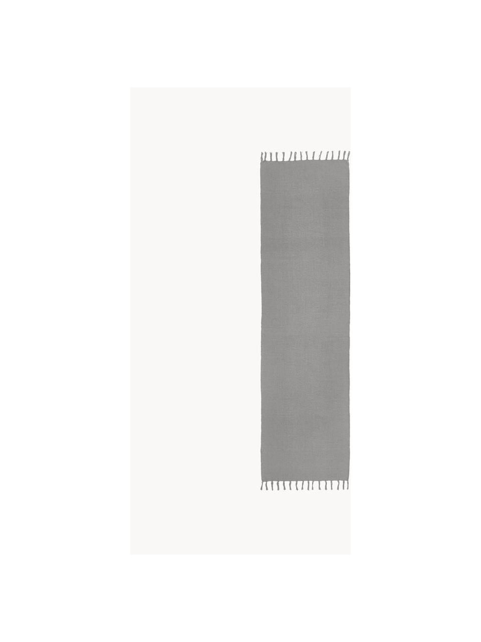 Tapis fin de couloir, gris, tissé main Agneta, 100 % coton, Gris, larg. 70 x long. 250 cm