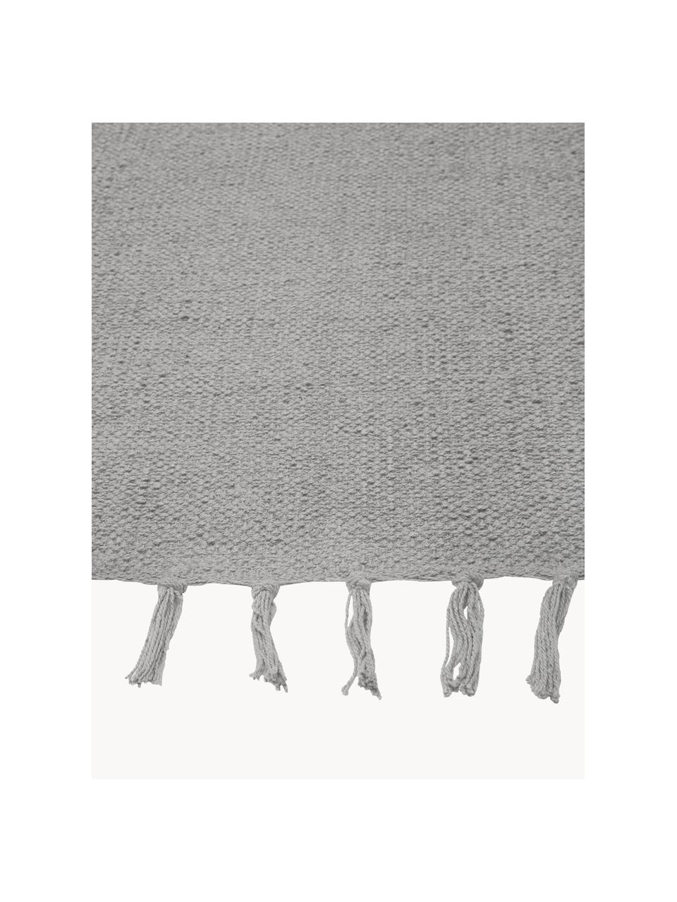 Passatoia sottile in cotone grigio tessuta a mano Agneta, 100% cotone, Grigio, Larg. 70 x Lung. 250 cm