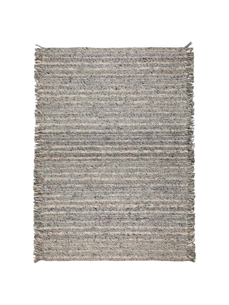 Vlněný koberec s třásněmi Frills, 170 x 240 cm, Odstíny šedé, béžová