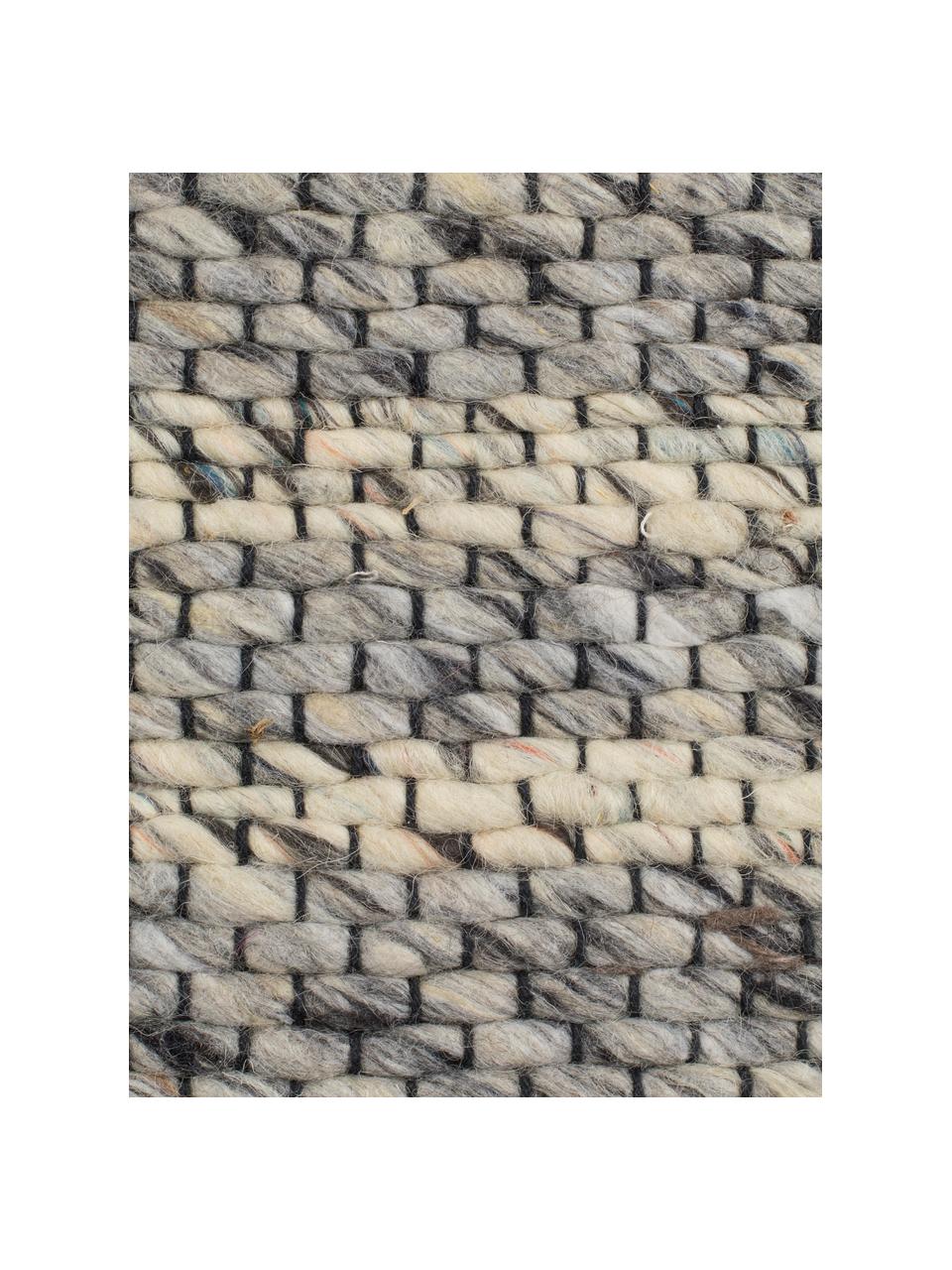Tappeto in lana grigio/beige con frange Frills, Retro: 100% cotone Nel caso dei , Tonalità grigie, beige, Larg. 170 x Lung. 240 cm
