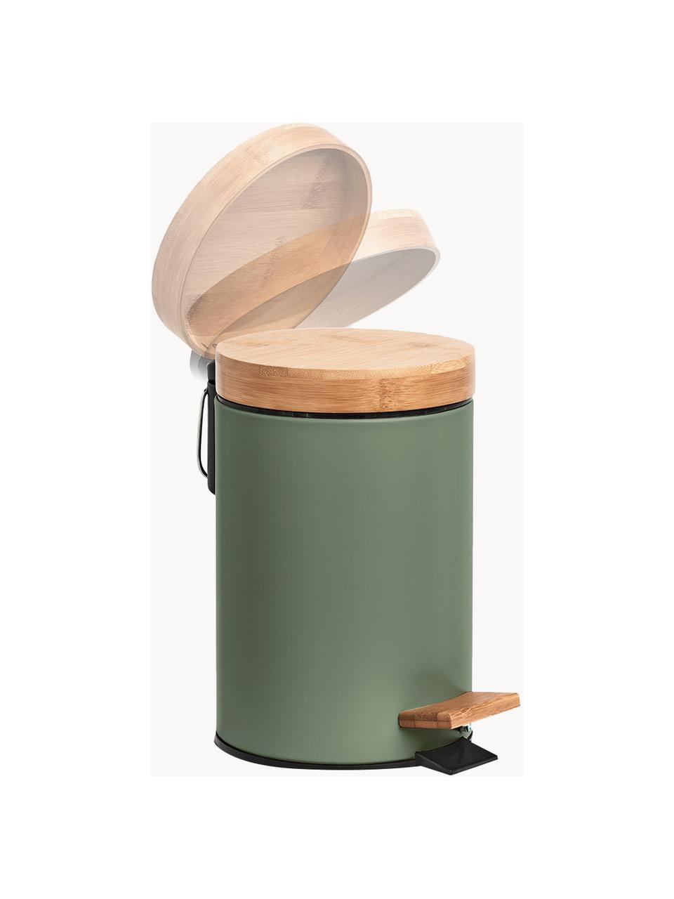 Poubelle Tallin, Vert sauge, bois clair, 3 L