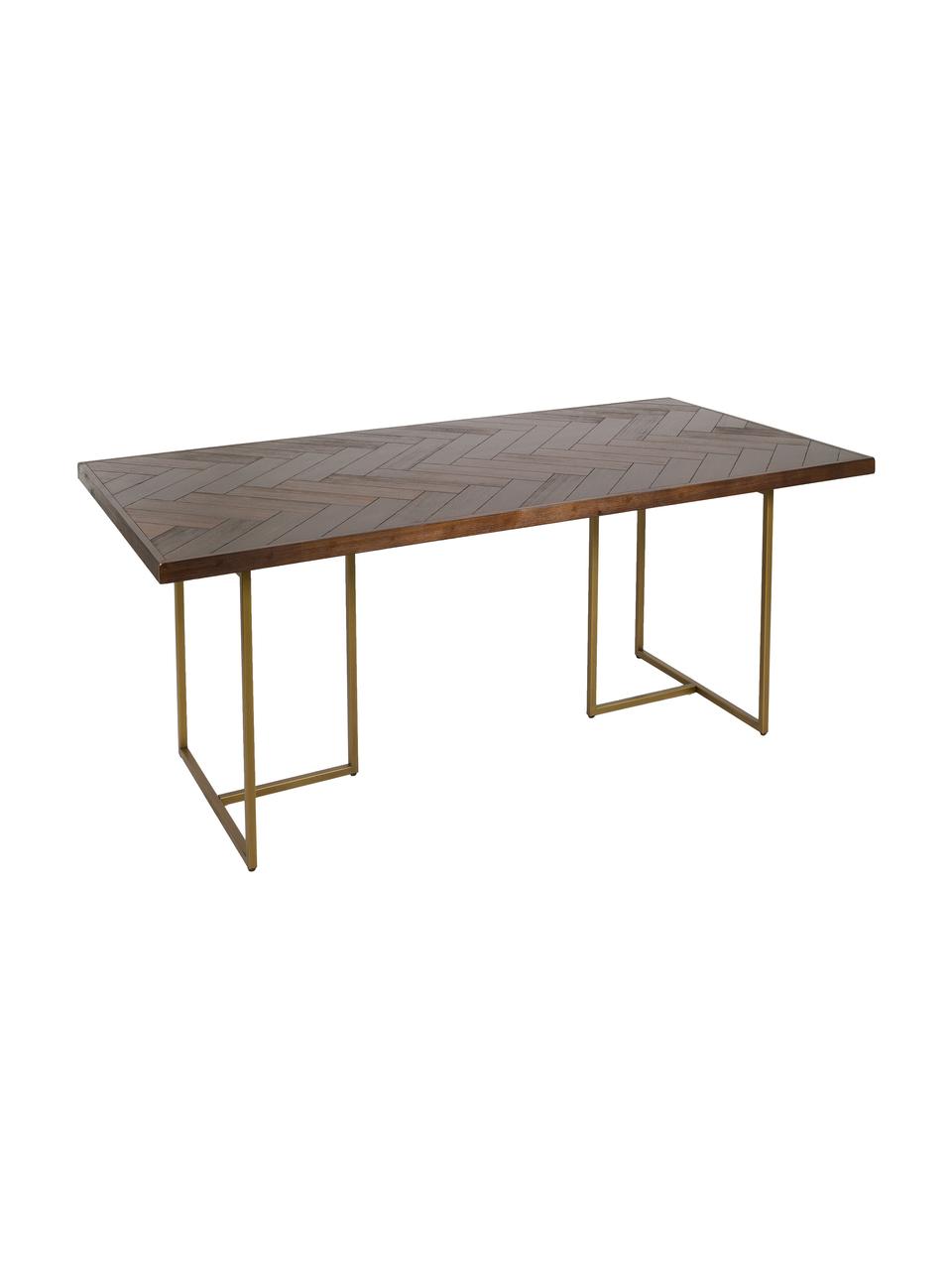 Mesa de comedor Bruno, Tablero: tablero de fibras de dens, Patas: metal, Marrón, An 180 x F 90 cm