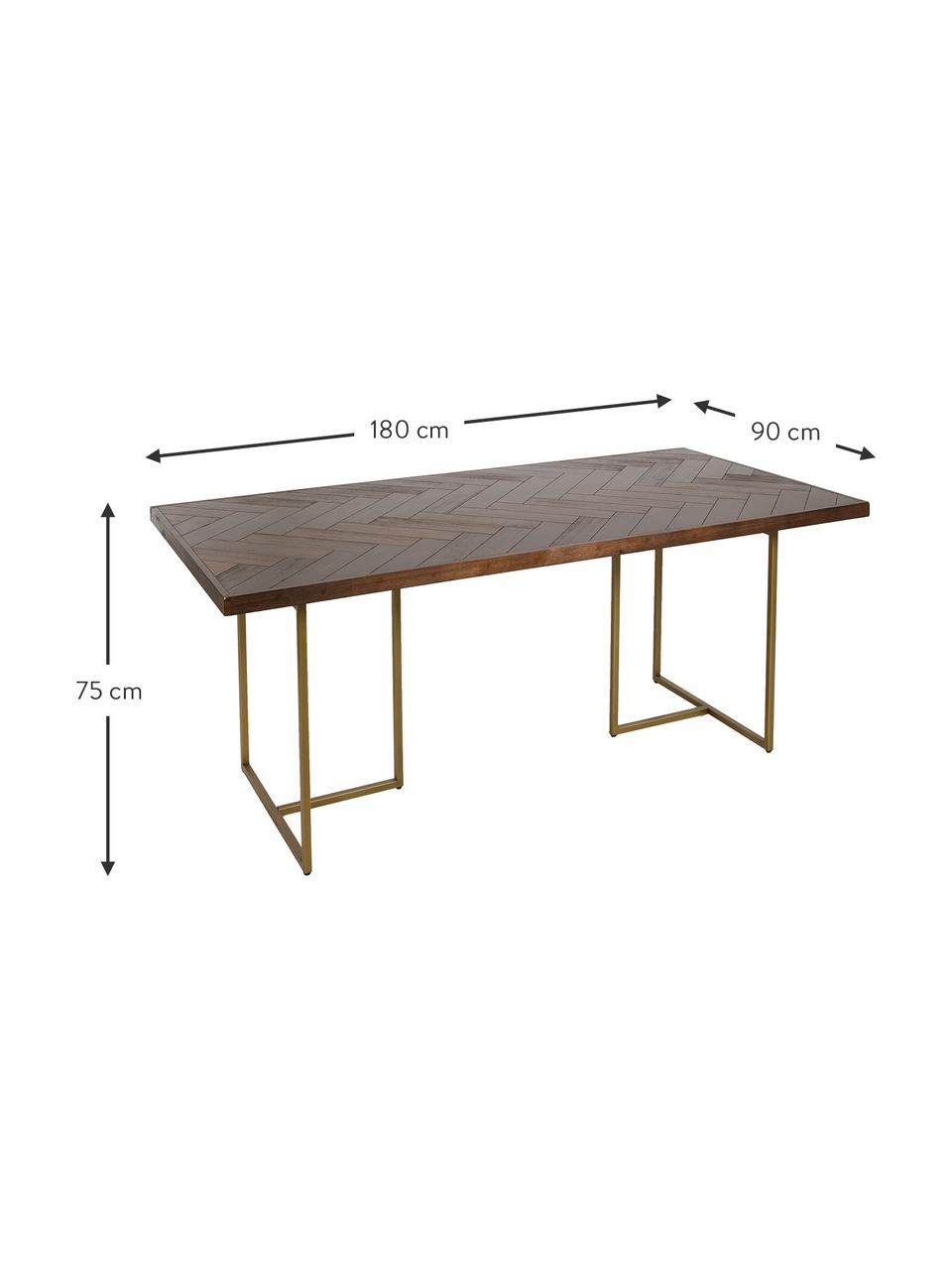 Mesa de comedor Bruno, Tablero: tablero de fibras de dens, Patas: metal, Marrón, An 180 x F 90 cm