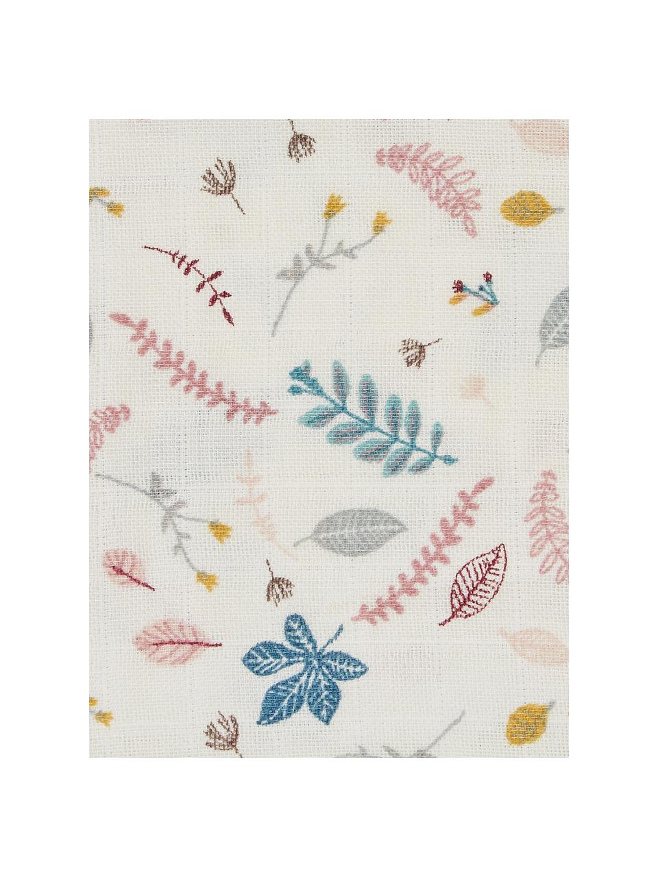 Copertina in mussola di cotone Pressed Leaves 2 pz, 100% cotone organico, Color crema, multicolore, fantasia, Larg. 70 x Lung. 70 cm