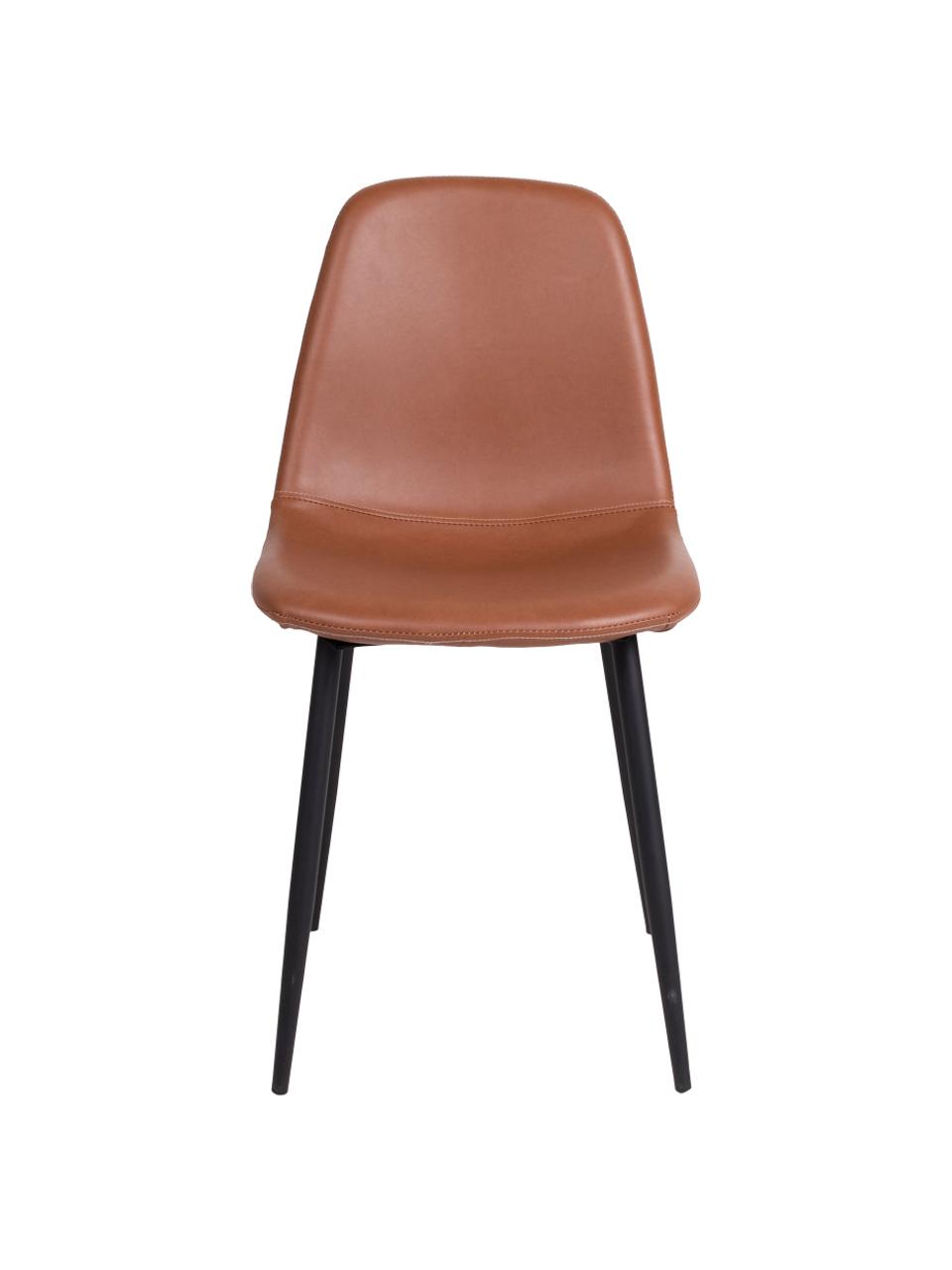 Sedia imbottita in similpelle Stockholm, Rivestimento: pelle ecologica 30.000 ci, Piedini: metallo verniciato, Similpelle marrone, nero, Larg. 50 x Alt. 47 cm