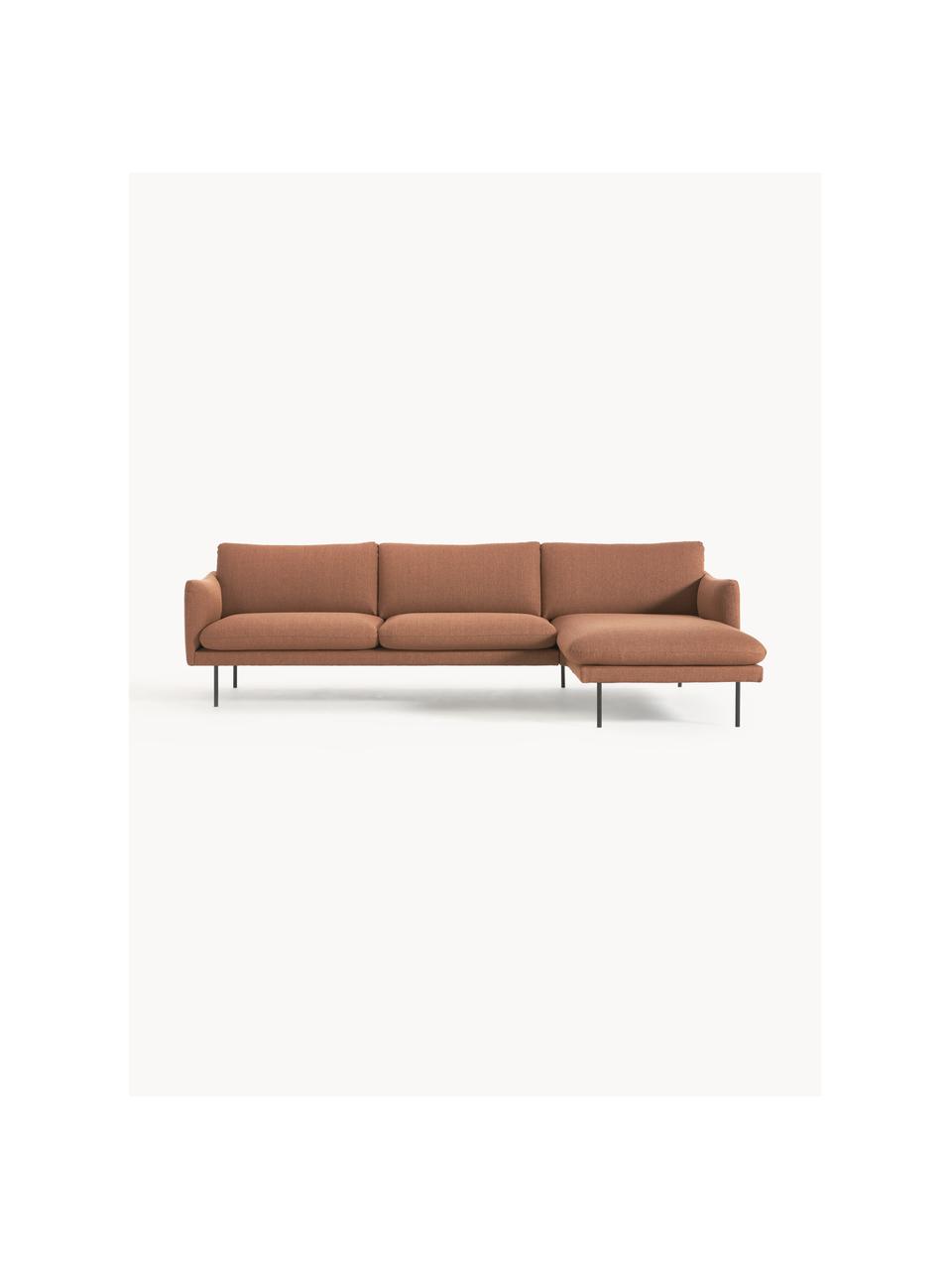 Ecksofa Moby, Bezug: Polyester Der hochwertige, Gestell: Massives Kiefernholz, Füße: Metall, pulverbeschichtet, Webstoff Nougat, B 280 x T 160 cm, Eckteil links