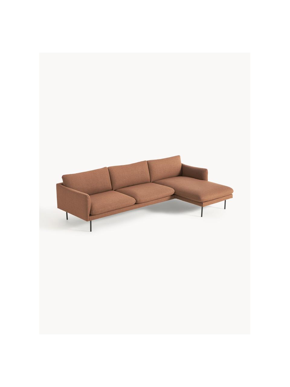 Ecksofa Moby, Bezug: Polyester Der hochwertige, Gestell: Massives Kiefernholz, Füße: Metall, pulverbeschichtet, Webstoff Nougat, B 280 x T 160 cm, Eckteil links