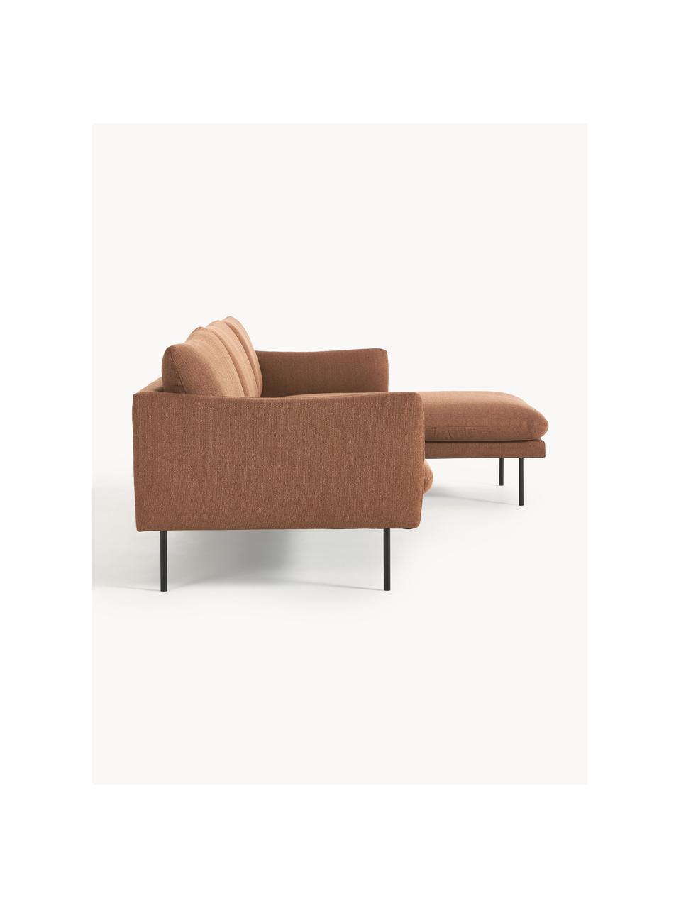 Ecksofa Moby, Bezug: Polyester Der hochwertige, Gestell: Massives Kiefernholz, Füße: Metall, pulverbeschichtet, Webstoff Nougat, B 280 x T 160 cm, Eckteil links