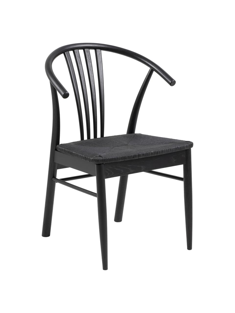 Drevená stolička s opierkami York, Dubové drevo, čierna lakovaná, Š 54 x H 54 cm