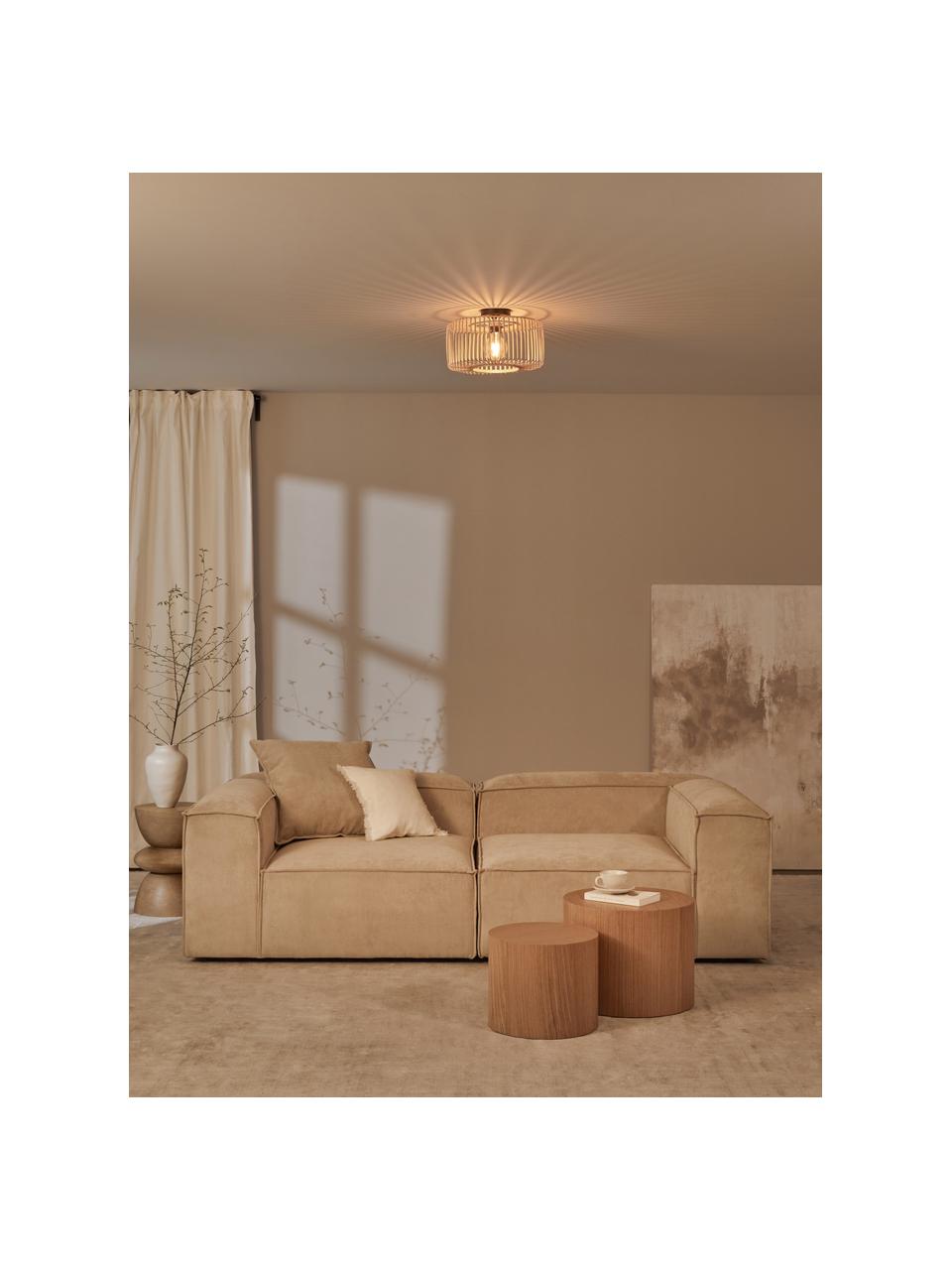 Plafondlamp Bromo van bamboehout, Lampenkap: bamboe, Beige, Ø 40 x H 18 cm