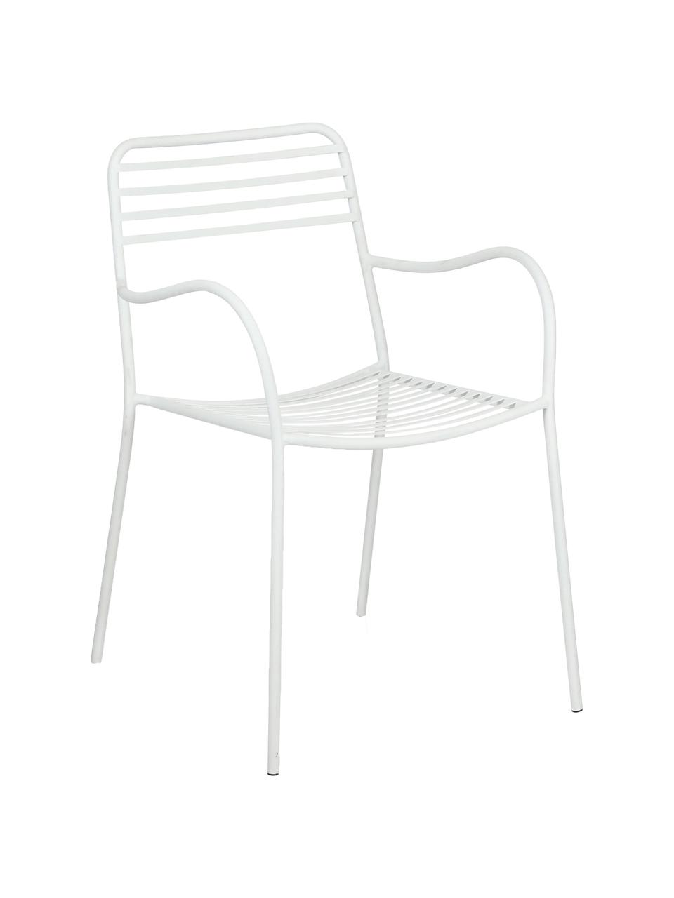 Chaises de balcon en métal et à accoudoirs Tula, 2 pièces, Blanc