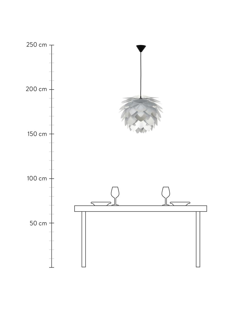 Lámpara de techo Silvia, kit de montaje, Pantalla: polipropileno, Anclaje: plástico, Cable: cubierto en tela, Colores de acero, Ø 50 x Al 41 cm