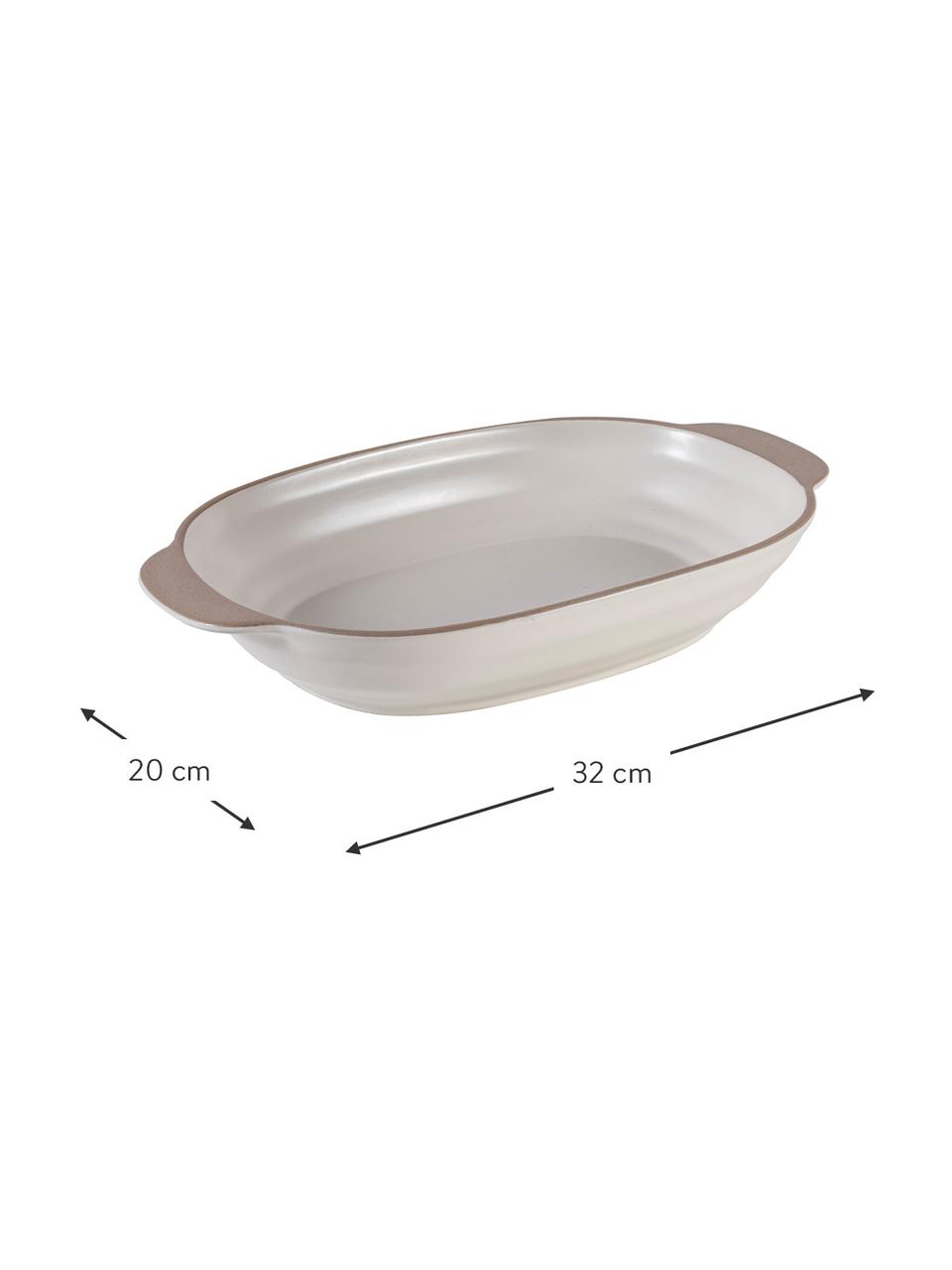 Ovale Backform Clyde, Steingut, Cremeweiß, Beige, L 32 x B 20 cm