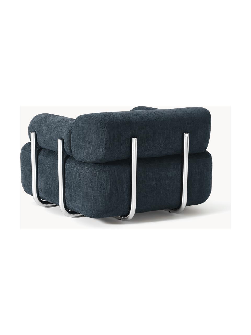 Fauteuil lounge Stella, Tissu bleu denim, larg. 111 x prof. 100 cm