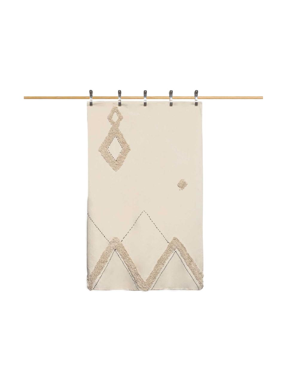 Tagesdecke Lienzo mit Hoch-Tief-Muster, Baumwolle, Cremeweiß, Braun, 270 x 280 cm