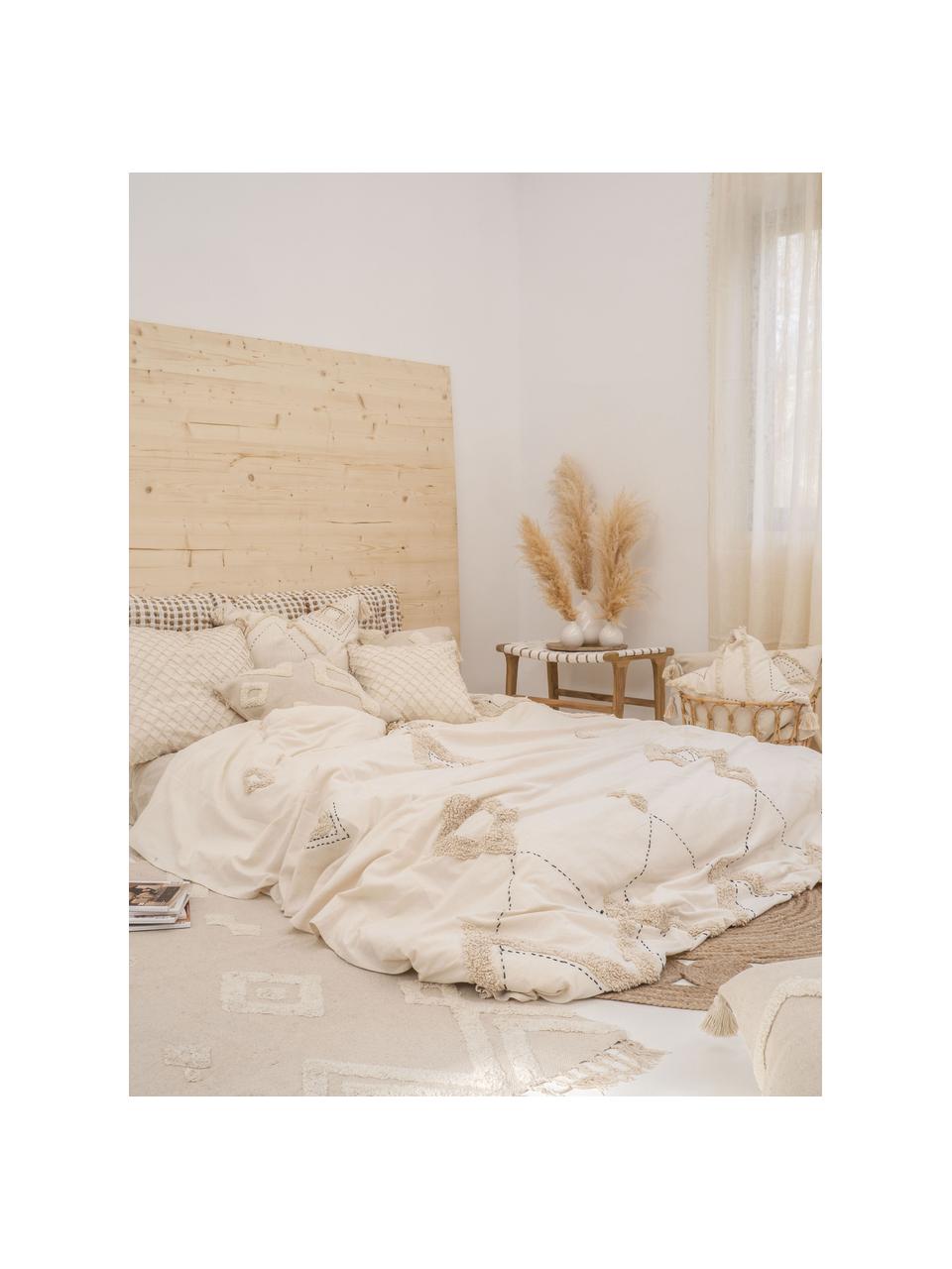 Copriletto in cotone con modello a rilievo Lienzo, Cotone, Bianco crema, marrone, Larg. 270 x Lung. 280 cm