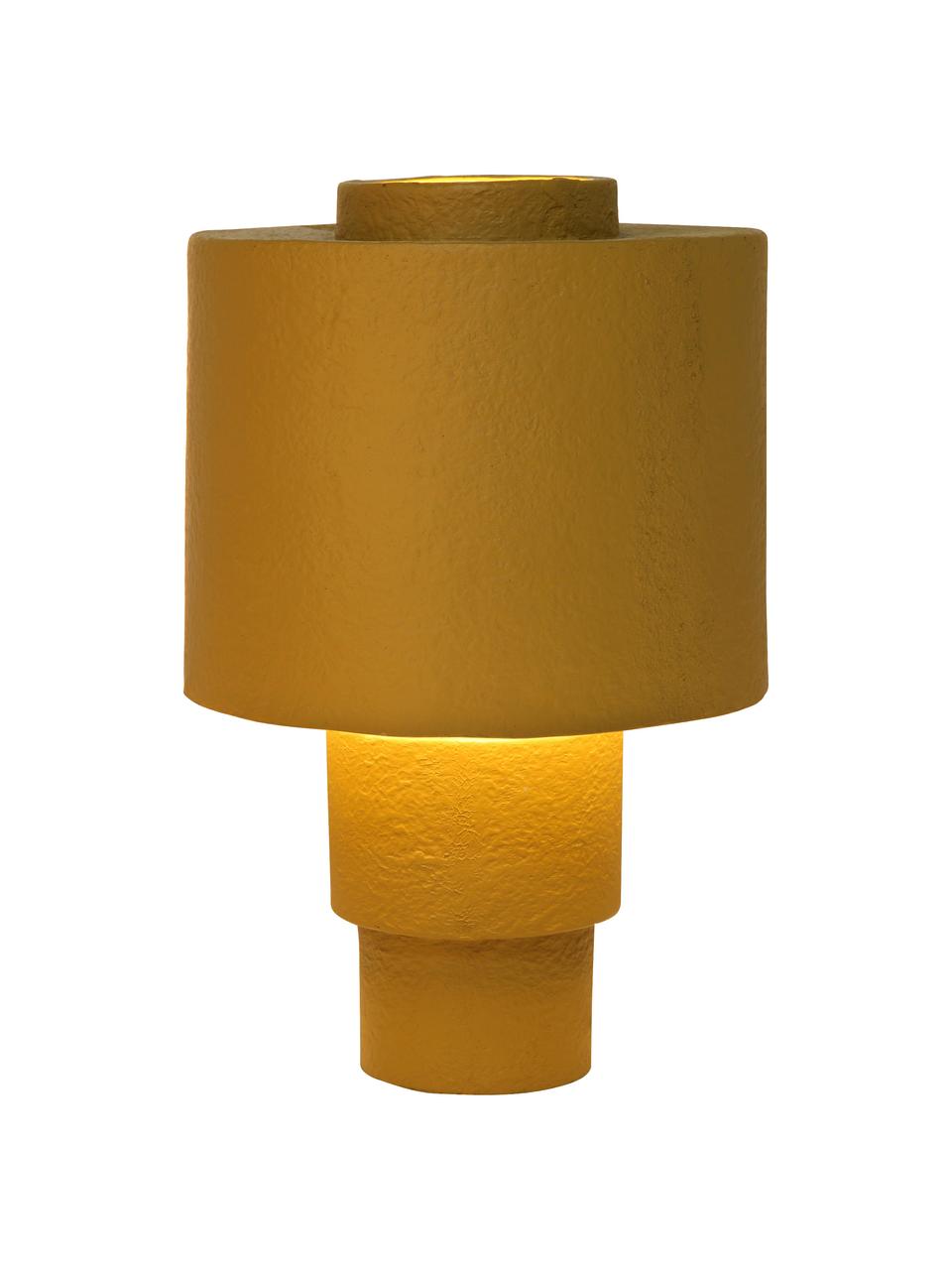Dimbare tafellamp Toves, Lampenkap: polyresin, gesso, Lampvoet: polyresin, gesso, Mosterdgeel, Ø 33 x H 51 cm
