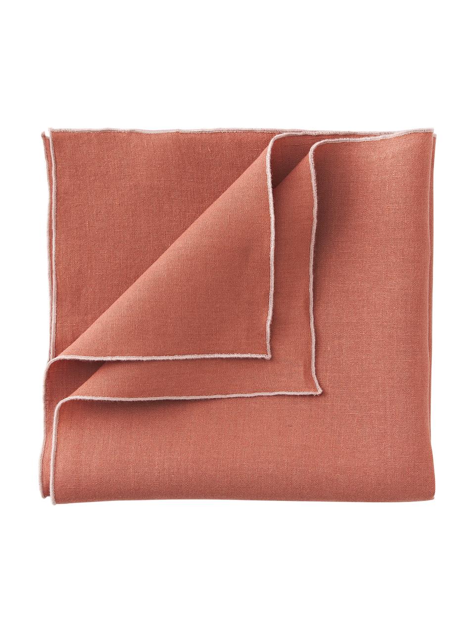Serwetka z lnu Kennedy, 4 szt., 100% len prany z certyfikatem European Flax, Czerwony pastelowy, S 45 x D 45 cm